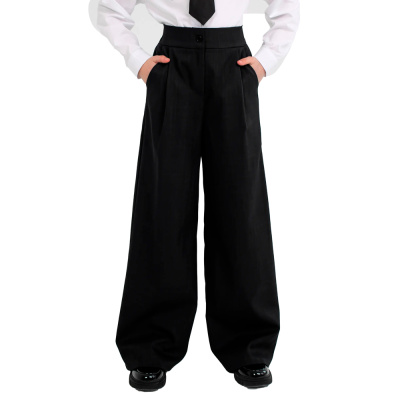 Брюки палаццо школьные для девочки Синяя Мода W501B-G39 черные 1